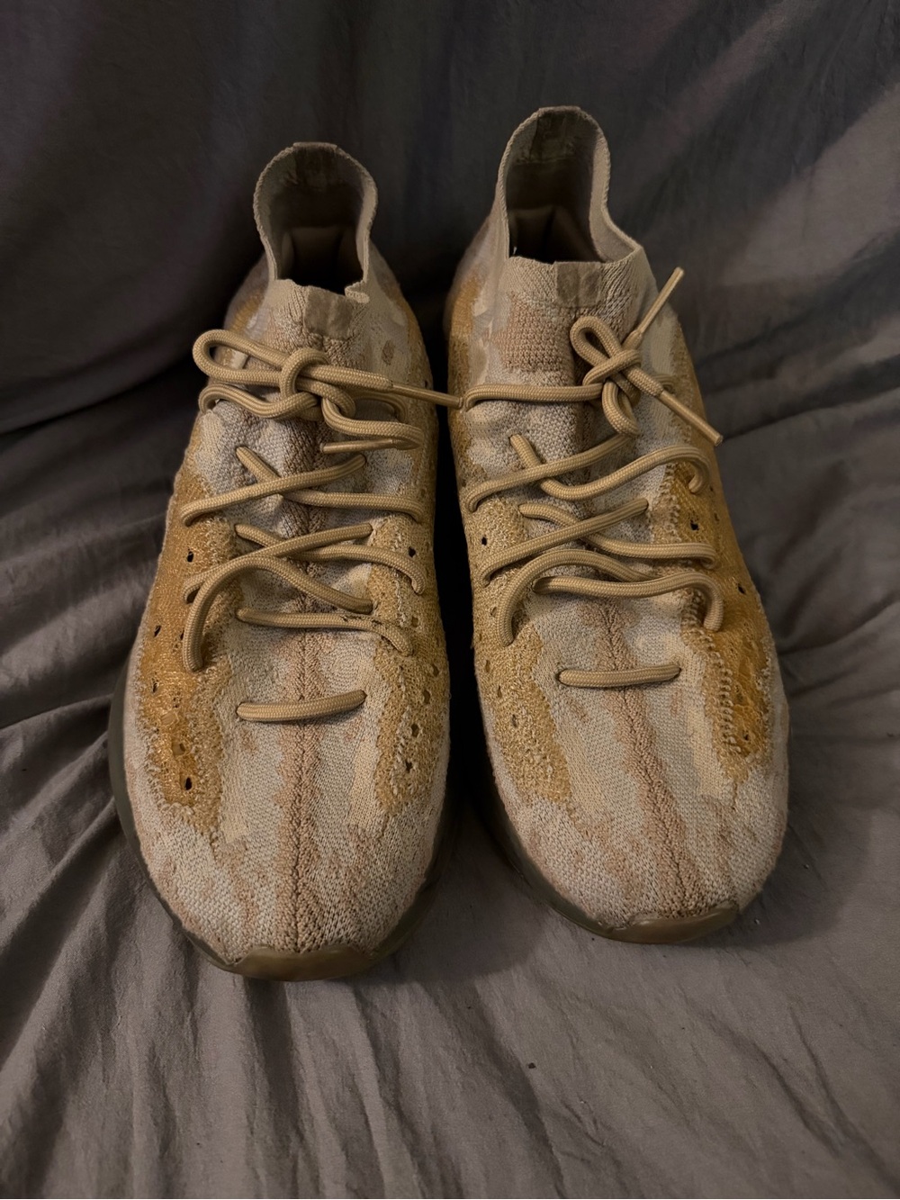 Yeezy Men's Neutral Knit Lace-Up Sneakers - Tan/Beige